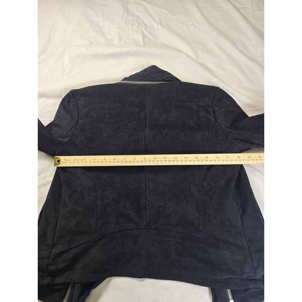 Miss Me Jacket Womens Large Black Faux Suede Moto Biker Zip Drape Front Lined - Picture 6 of 9